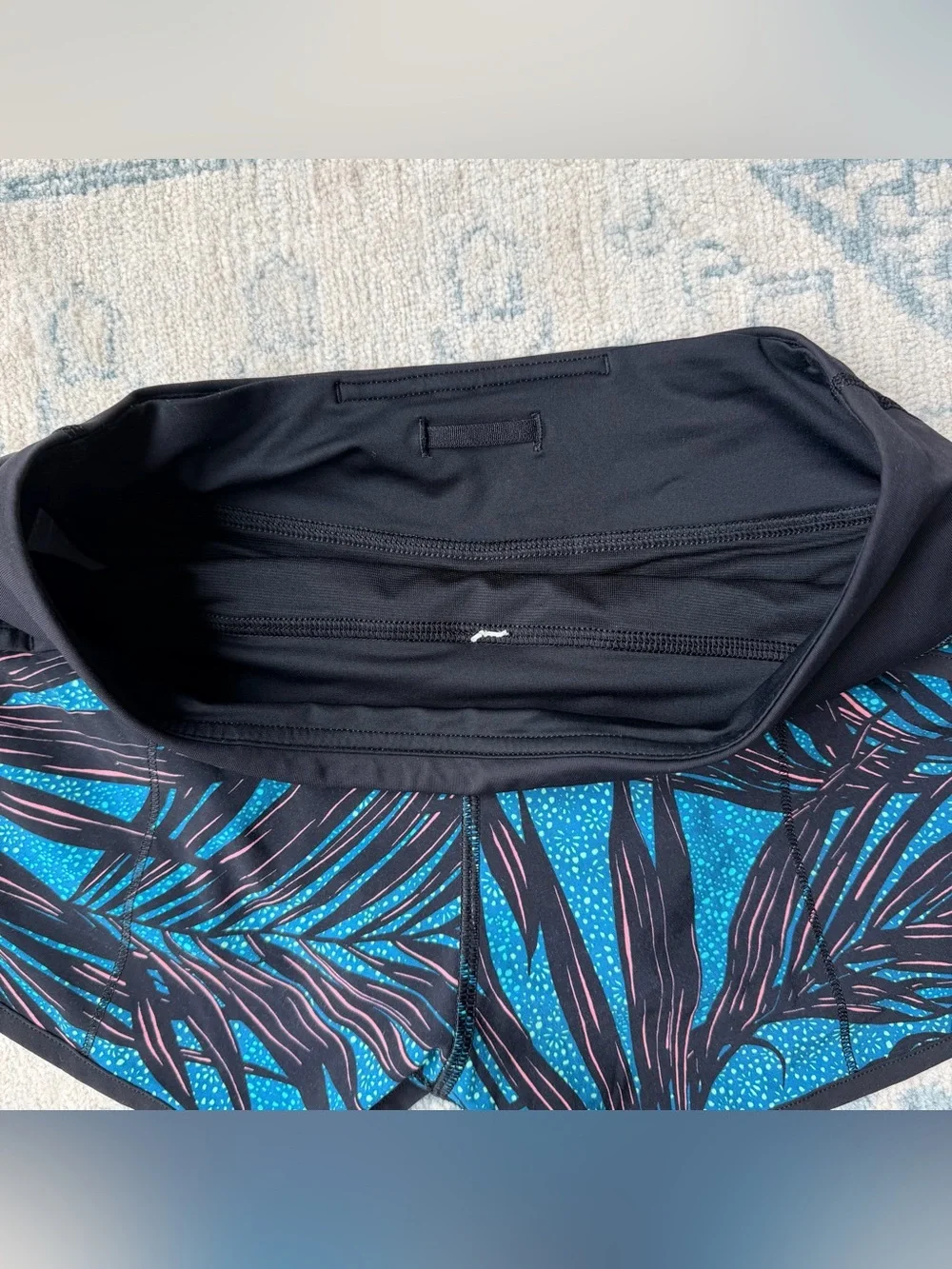 Lululemon Blue Tropical Print Running Shorts